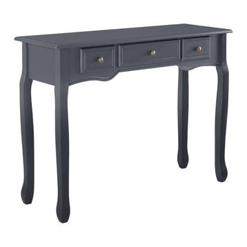 Console tafel sidetafel 3 lades landelijk 100x35x78 donkergr, Huis en Inrichting, Tafels | Sidetables, Verzenden, Nieuw