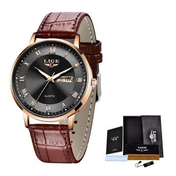 Ultradun Luxe Horloge voor Dames - Kalender Kwarts Roestvrij, Verzenden, Nieuw, Lige