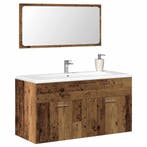 vidaXL Badkamerkast met spiegel bewerkt hout oud houtkleurig, Verzenden, Nieuw, (Half)hoge kast