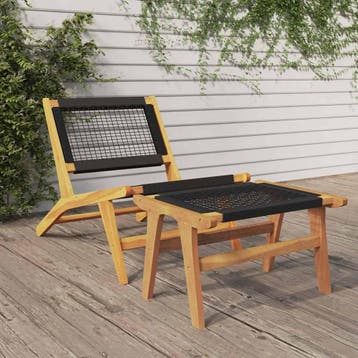 vidaXL Tuinstoel met voetensteun massief teakhout en, Tuin en Terras, Tuinstoelen, Verzenden, Nieuw, Teakhout