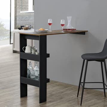 Bartafel Bromoella wandmontage 120x45x106 cm zwart eiken, Verzenden, Nieuw
