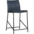 Leren barkruk laag Favor - Granada Blue (blauw) - poten, Huis en Inrichting, Barkrukken, 60 tot 90 cm, Nieuw, Leer, Ophalen of Verzenden