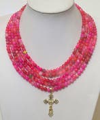 Lange halsketting (250 cm) van natuurlijke rozenagaat met, Antiek en Kunst