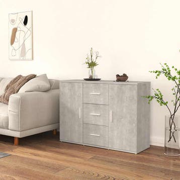 vidaXL Dressoir 91x29,5x65 cm bewerkt hout betongrijs, Huis en Inrichting, Verzenden, Nieuw, Overige houtsoorten