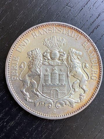 Duitsland, keizerrijk 5 Mark 1913 / Hamburg (Zonder