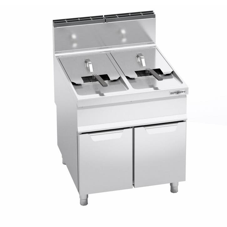 GGM Gastro | Gas dubbele friteuse - 20+20 liter - 35kW - met, Witgoed en Apparatuur, Frituurpannen, Nieuw, Verzenden
