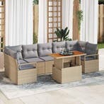 vidaXL Tuin Sofa Set met kussen 8 pcs Beige en Grijs, Verzenden, Nieuw, Rotan, 8 zitplaatsen