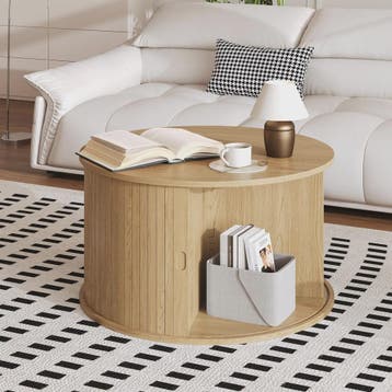 Ronde Salontafel met Verborgen Opbergruimte - Mid-Century Mo, Huis en Inrichting, Verzenden, Nieuw