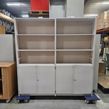 Lundia massief houten kast white-wash - 209x205x30 cm, Huis en Inrichting, Ophalen of Verzenden, Nieuw
