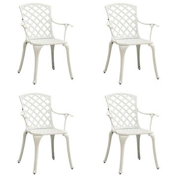 vidaXL Tuinstoelen 4 st gietaluminium wit, Tuin en Terras, Tuinstoelen, Verzenden, Nieuw, Aluminium