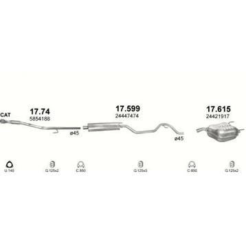 Einddemper OPEL [17.619], Auto-onderdelen, Nieuw, Opel