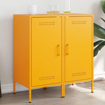 vidaXL Dressoirs 2 st 36x39x79 cm staal mosterdgeel, Minder dan 50 cm, Verzenden, Nieuw, Metaal