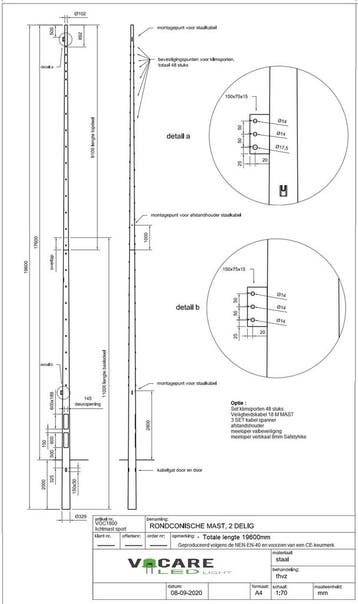 18 meter conische bovengronds stalen lantaarnpaal / lich..., Nieuw