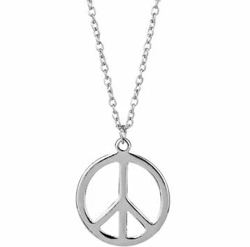 Lange heren ketting Peace rond goud- of zilverkleurig, Verzenden, Nieuw, Zilver, Overige materialen