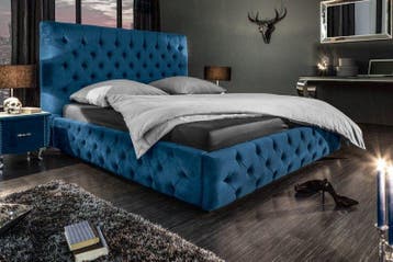 Queensize tweepersoonsbed PARIS 160x200cm donkerblauw, Ophalen of Verzenden, Nieuw