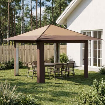 vidaXL Gazebo zonder Zijwand 3,3 x 3,3 m Beige en Bruin, Verzenden, Nieuw