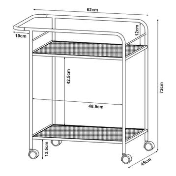 [en.casa] Keukentrolley Hole 72x62x45 cm zwart, Verzenden