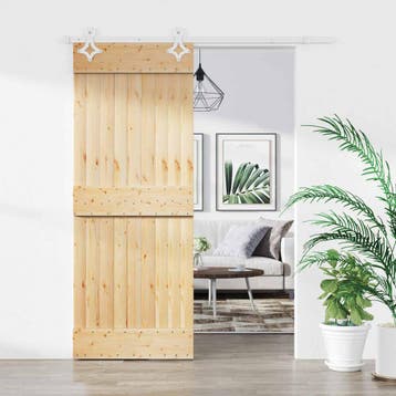 vidaXL Schuifdeur 70 x 210 cm Massief Grenenhout, Verzenden, Nieuw