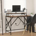 vidaXL Bureau met plank Gerookt eiken 100 x 50 x 86,5 cm, Verzenden, Nieuw