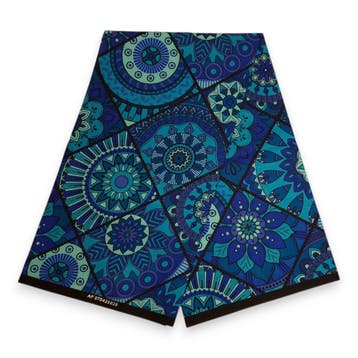 Afrikaanse print stof - Blauw en turquoise Mandala Patchwork, Ophalen of Verzenden, Nieuw
