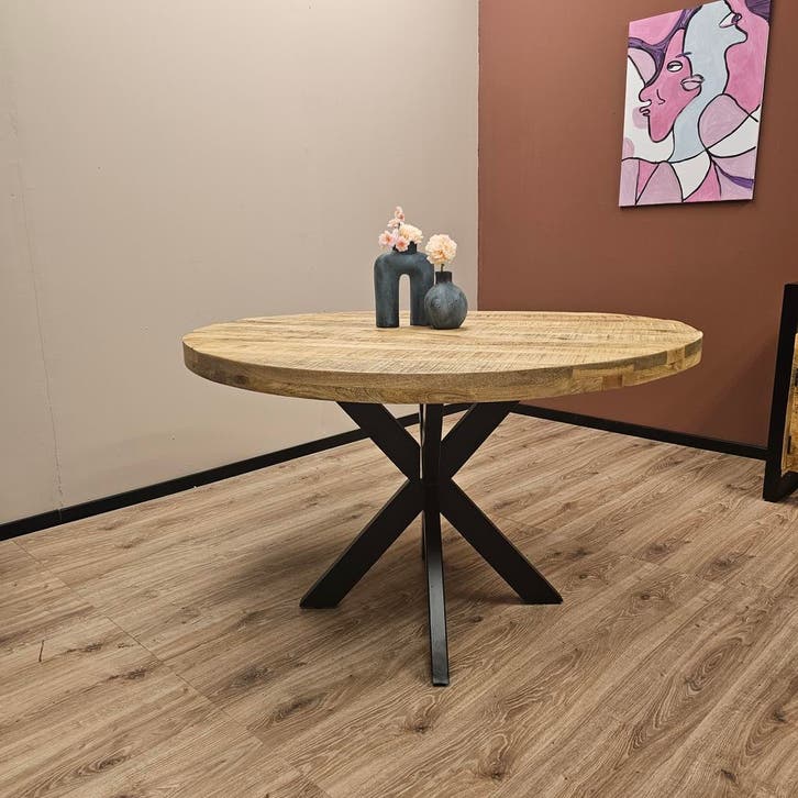 Eettafel Mangohout | Rond | VAKANTIE DEALS |, Huis en Inrichting, Tafels | Eettafels, 100 tot 150 cm, 100 tot 150 cm, Rond, Nieuw