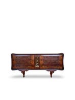 Ladekast - Hout, Glas, Messing, Walnoot - Art Deco, Antiek en Kunst