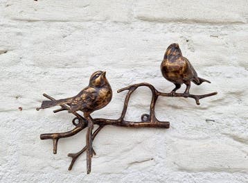 Beeldje - Vogeltjes op tak - Brons