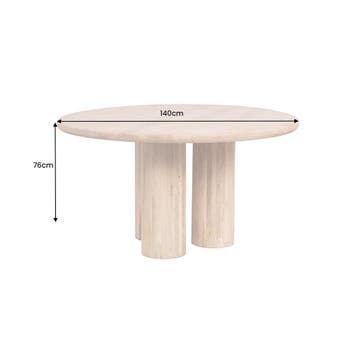 Eettafel ART DECO Ø 140cm rond, massief natuurlijk mangohout, Ophalen of Verzenden, Nieuw