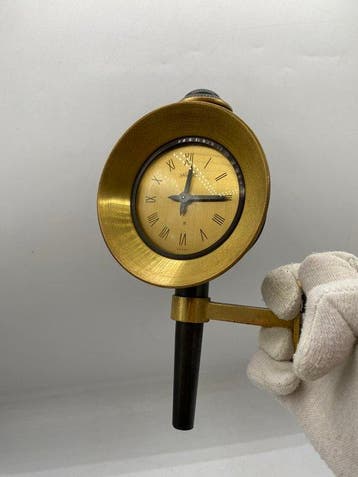 muurklok in lantaarstijl - Angelus - goudkleurig en, Antiek en Kunst, Antiek | Klokken