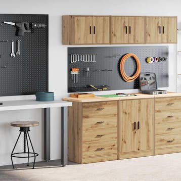 vidaXL Garagekasten 2 st bewerkt hout ambachtelijk eikenhout, Verzenden, Nieuw