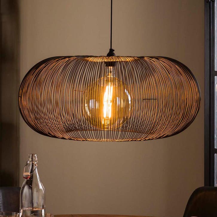 *WOONWINKEL* Grote Ronde Hanglamp Zwart Staaldraad, Huis en Inrichting, Lampen | Hanglampen, Nieuw, Verzenden