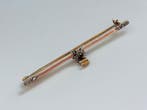 Broche - 14 karaat Geel goud, Antieke staafspeldbroche met, Sieraden, Tassen en Uiterlijk, Antieke sieraden