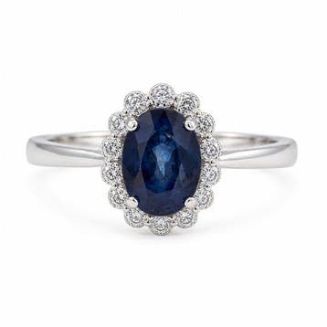 Zonder minimumprijs - Ring Verguld Saffier - 18kt, Nieuw