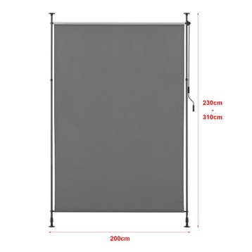 [pro.tec] Rolgordijn voor buiten Cimarra 200x270 cm donkergr, Verzenden, Nieuw