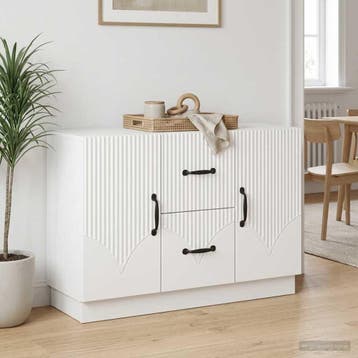 vidaXL Dressoir Wit 89 x 34,5 x 57 cm Bewerkt hout, Huis en Inrichting, Kasten | Dressoirs, Verzenden, Nieuw, Overige houtsoorten