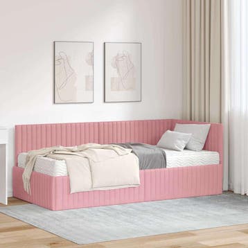 vidaXL Hoekbedframe met Matras met hoofdeinde 2 st Grijs, Huis en Inrichting, Verzenden, Nieuw, Stof