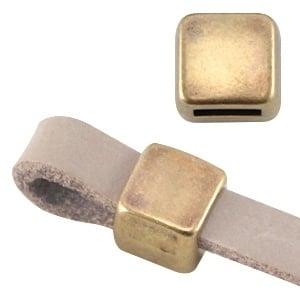 DQ metaal schuiver vierkant Ø5.2x4.2mm geel koper (nikkel.., Ophalen of Verzenden, Nieuw, Overige typen