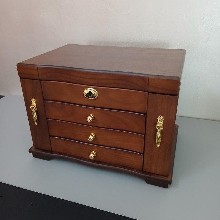 Sieradendoos - Sieradendoos - Hout, spiegel, Antiek en Kunst, Kunst | Designobjecten