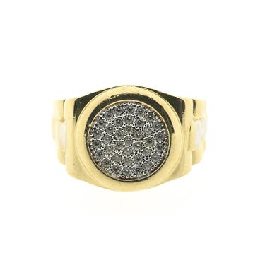 Bicolor gouden heren ring met zirconia, Gebruikt, 20 of groter, Heer, Ophalen of Verzenden