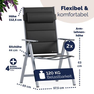 Tuinstoel Bern Premium 2 stuks Zilver (Stoelen), Verzenden, Nieuw