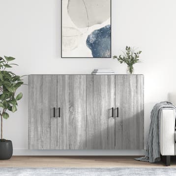 vidaXL Hangkasten 2 st 69,5x34x90 cm grijs sonoma, Verzenden, Nieuw, 50 tot 100 cm, Minder dan 100 cm