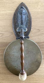Niet gemerkt - Art nouveau gong met uil - Gong - Nederland, Antiek en Kunst
