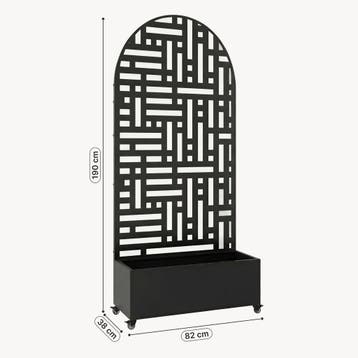 Plantenbak met privacyscherm Bernalda 190x82x38 cm zwart cas, Verzenden, Nieuw