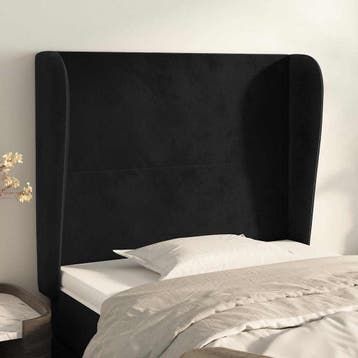 vidaXL Hoofdbord met randen 83x23x118/128 cm fluweel zwart, Verzenden, Nieuw, Zwart, Stof