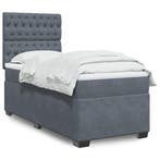 vidaXL Boxspring met matras fluweel donkergrijs 90x200 cm, Huis en Inrichting, Slaapkamer | Bedden, 90 cm, Eenpersoons, Verzenden