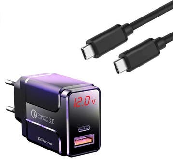 DrPhone HALO5 USB-C Thuislader 18W Quick Charge 3.0 + PDTC1, Verzenden, Nieuw