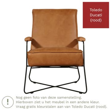 Leren fauteuil Hope - Toledo Ducati (rood), Nieuw, Ophalen of Verzenden, Eigentijds, Industrieel, Modern, Scandinavisch, 50 tot 75 cm