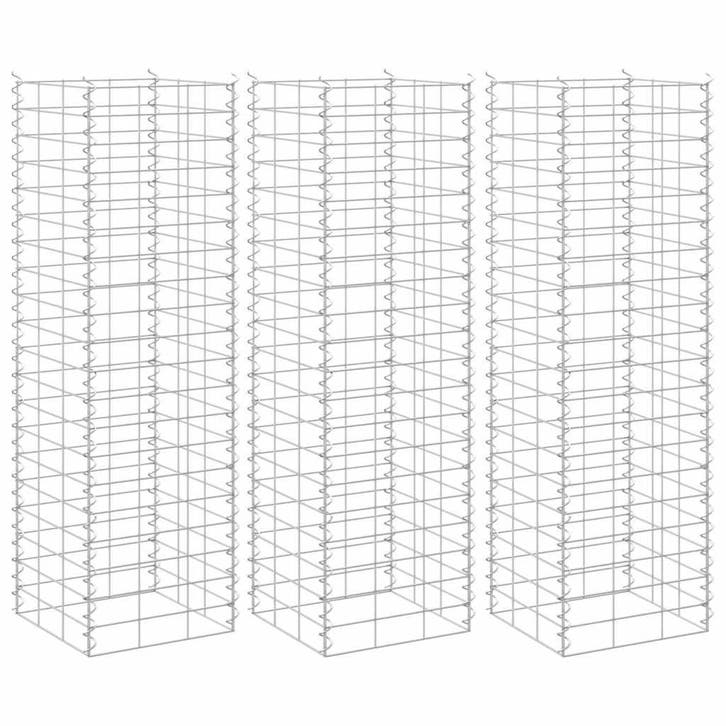 vidaXL Schanskorf plantenbakken 3 st verhoogd 30x30x100 cm, Tuin en Terras, Bloembakken en Plantenbakken, Minder dan 60 cm, Nieuw