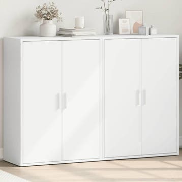 vidaXL Dressoirs 2 st 60x31x84 cm bewerkt hout wit, Huis en Inrichting, Verzenden, Nieuw, Overige houtsoorten, Minder dan 50 cm