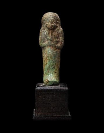 Oude Egypte, late periode - Ushebti van faience met groene